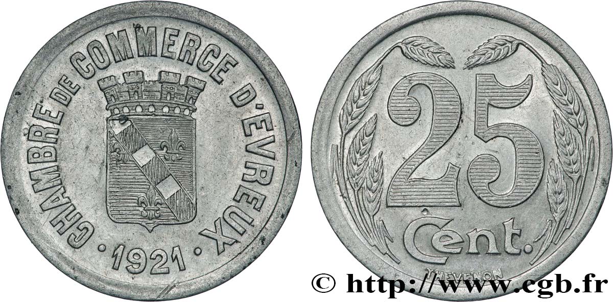 CHAMBRE DE COMMERCE D’EVREUX 25 Centimes Chambre de Commerce d’Évreux AU
