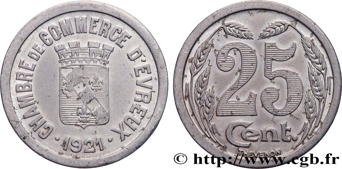 CHAMBRE DE COMMERCE D’EVREUX 25 Centimes Chambre de Commerce d’Évreux fVZ