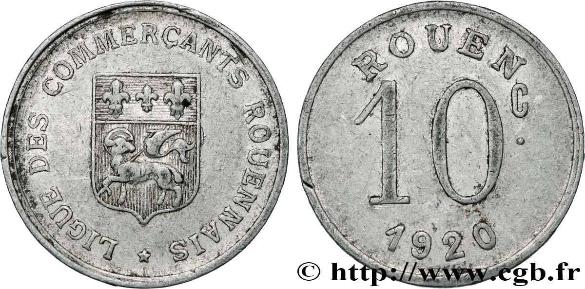 LIGUE DES COMMERCANTS ROUENNAIS 10 Centimes Ligue des Commerçants Rouennais SS