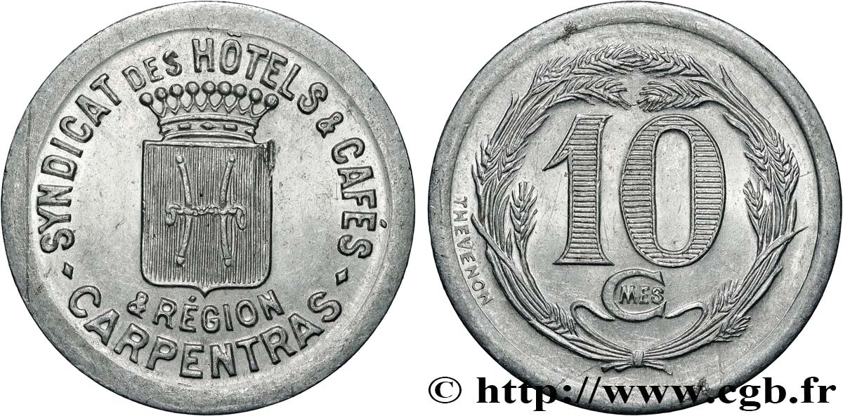 SYNDICAT DES HOTELS & CAFES CARPENTRAS & REGION 10 Centimes Syndicats hôtels & cafés Carpentras SUP