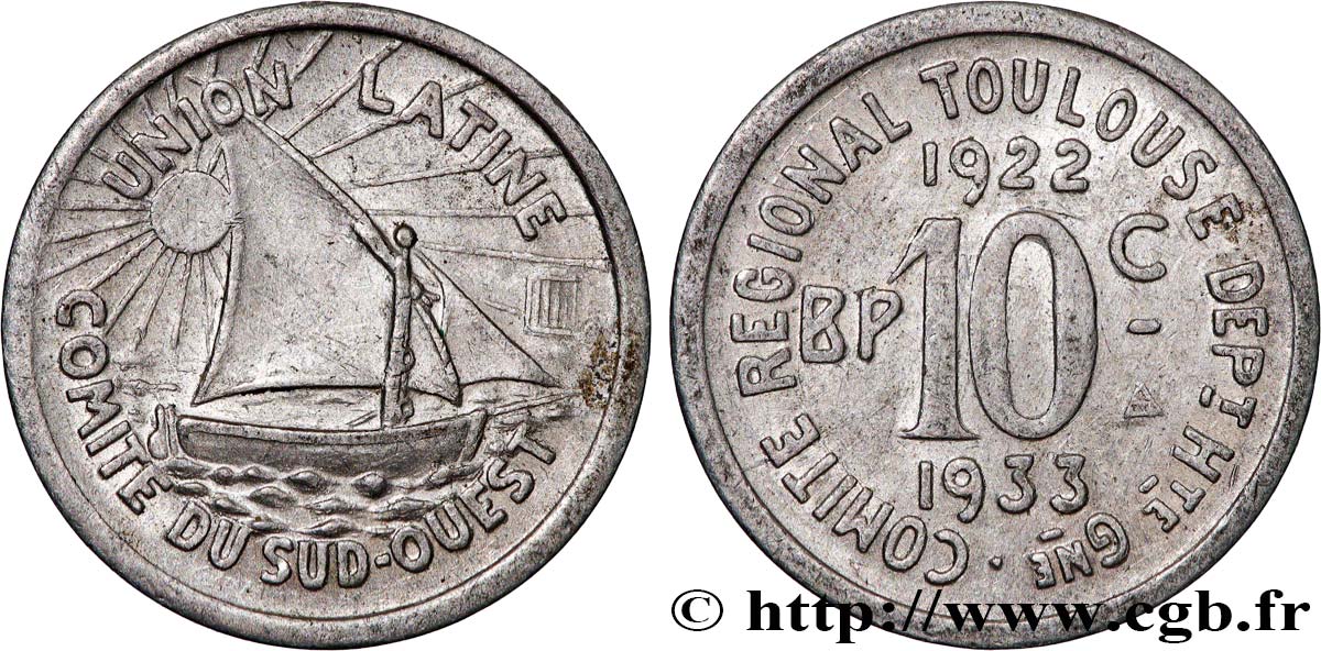 UNION LATINE / COMITE DU SUD-OUEST 10 Centimes Union Latine - Comité du Sud-ouest SS