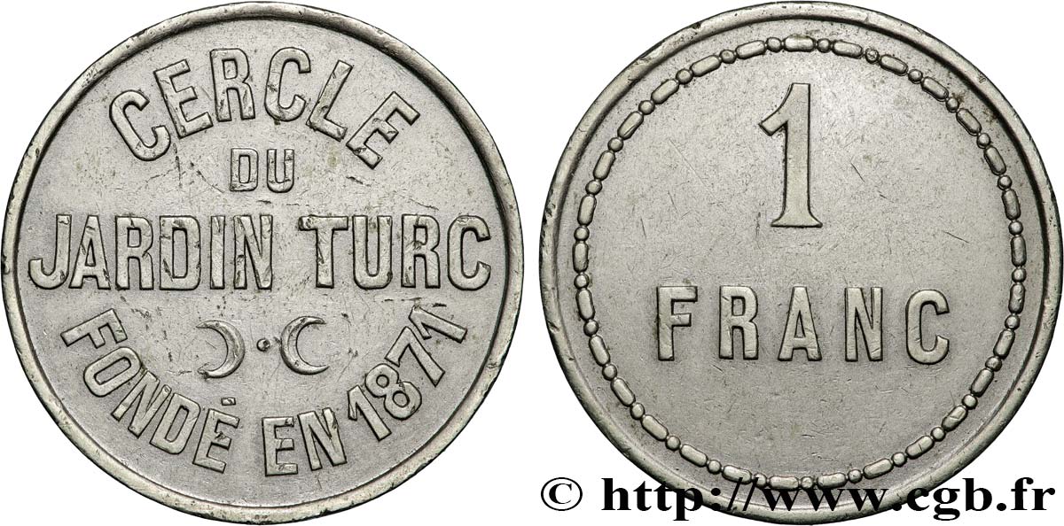 CASINOS ET JEUX 1 Franc - Cercle du Jardin Turc TTB