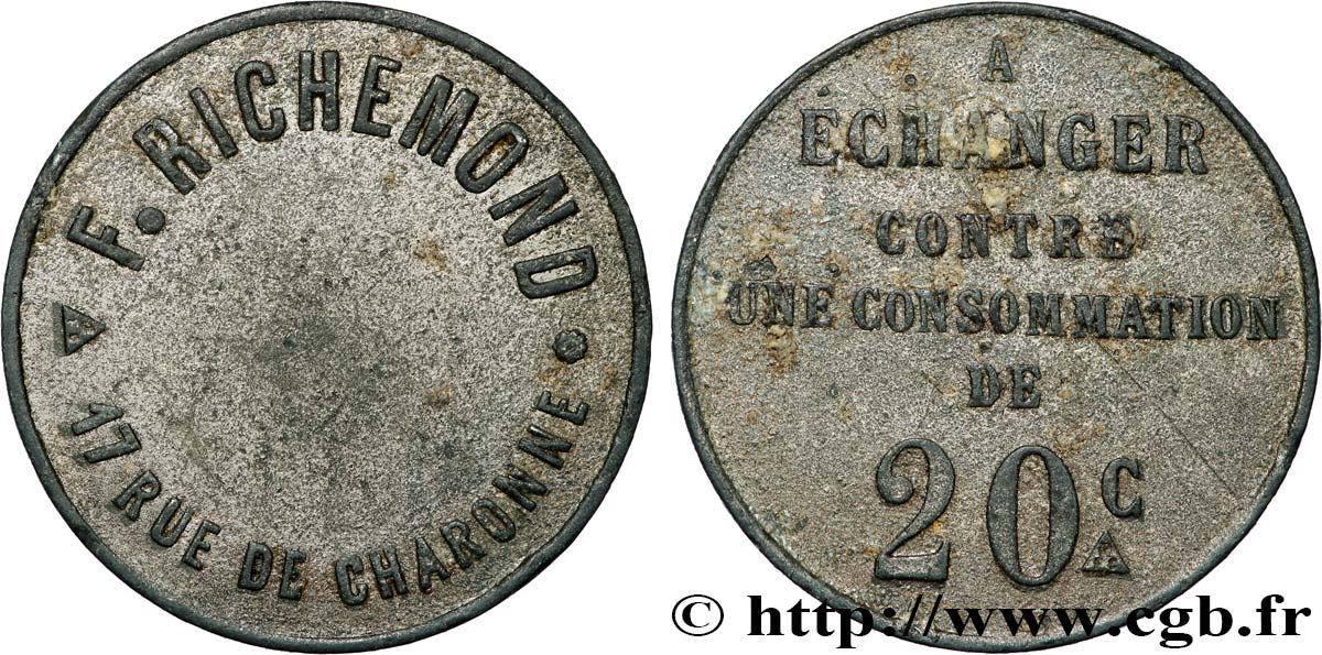 ENTREPRISES, INDUSTRIES ET COMMERCES DIVERS 20 Centime - Richemond (machines automatiques) VF
