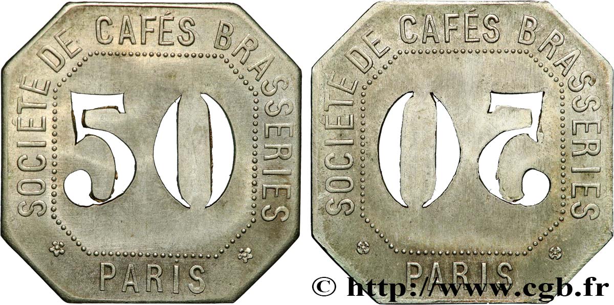CAFES BRASSERIES ET RESTAURANTS 50 Centimes - Société de Cafés Brasseries XF