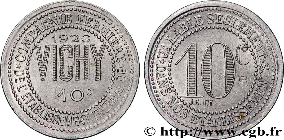ENTREPRISES, INDUSTRIES ET COMMERCES DIVERS 10 Centimes Compagnie fermière thermale de Vichy SPL