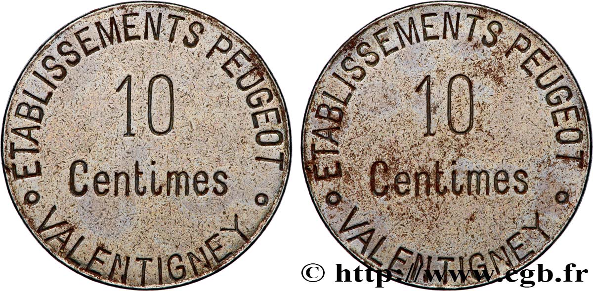 ENTREPRISES, INDUSTRIES ET COMMERCES DIVERS 10 Centimes Établissement Peugeot  XF