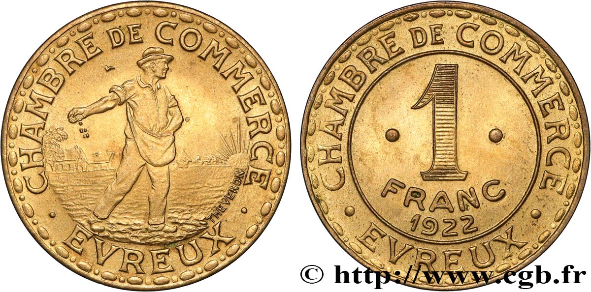 CHAMBRE DE COMMERCE D’EVREUX 1 Franc Chambre de Commerce d’Evreux TTB+