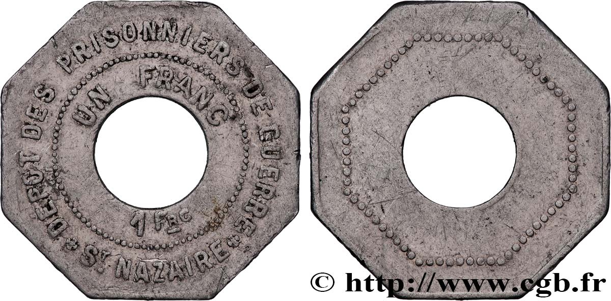 JETONS ET MONNAIES MILITAIRES 1 Franc Prisonniers de Guerre TTB
