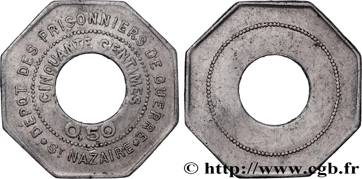 JETONS ET MONNAIES MILITAIRES 50 Centimes Prisonniers de Guerre XF