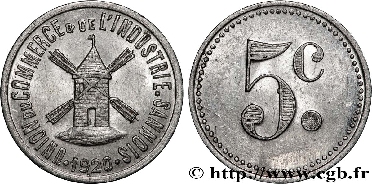 UNION DU COMMERCE & DE L’INDUSTRIE 5 Centimes Union commerce & industrie Sannois fVZ