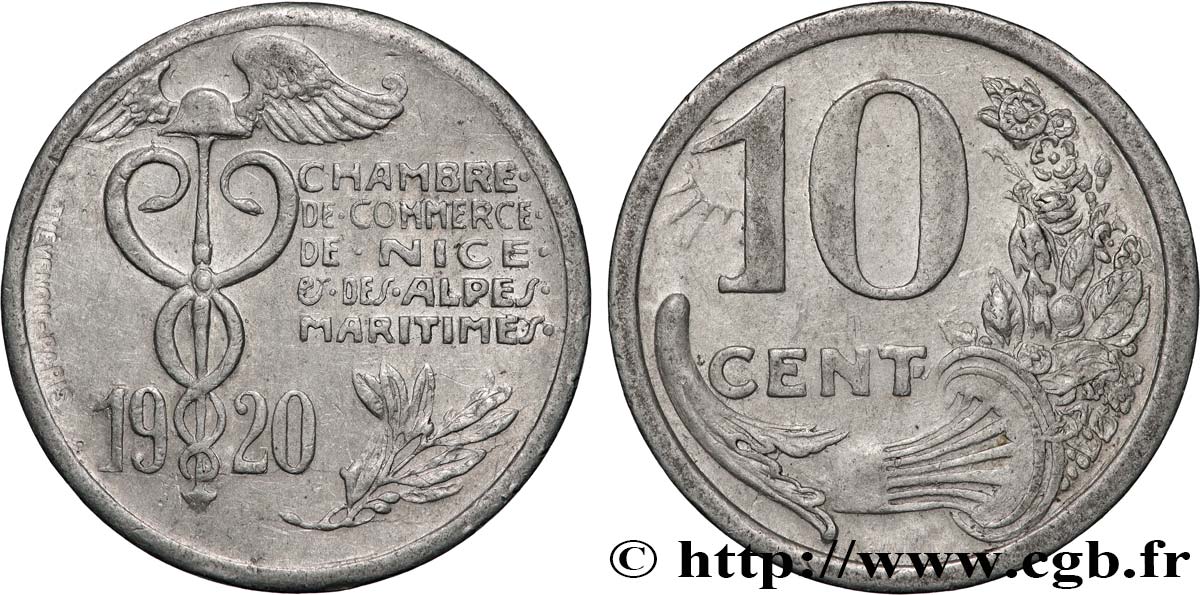 CHAMBRES DE COMMERCE REGION PROVENCALE 10 Centimes Chambre de commerce et Nice & Alpes maritimes TTB