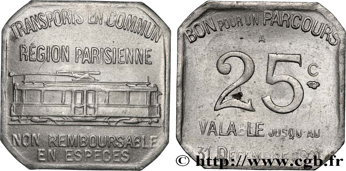 TRANSPORTS EN COMMUN REGION PARISIENNE 25 Centimes Transports en commun Région Parisienne TTB