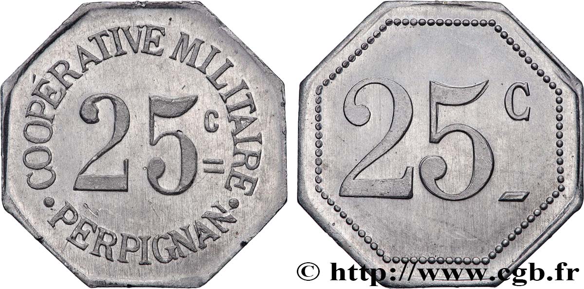 JETONS ET MONNAIES MILITAIRES 25 Centimes - Coopérative Militaire VZ