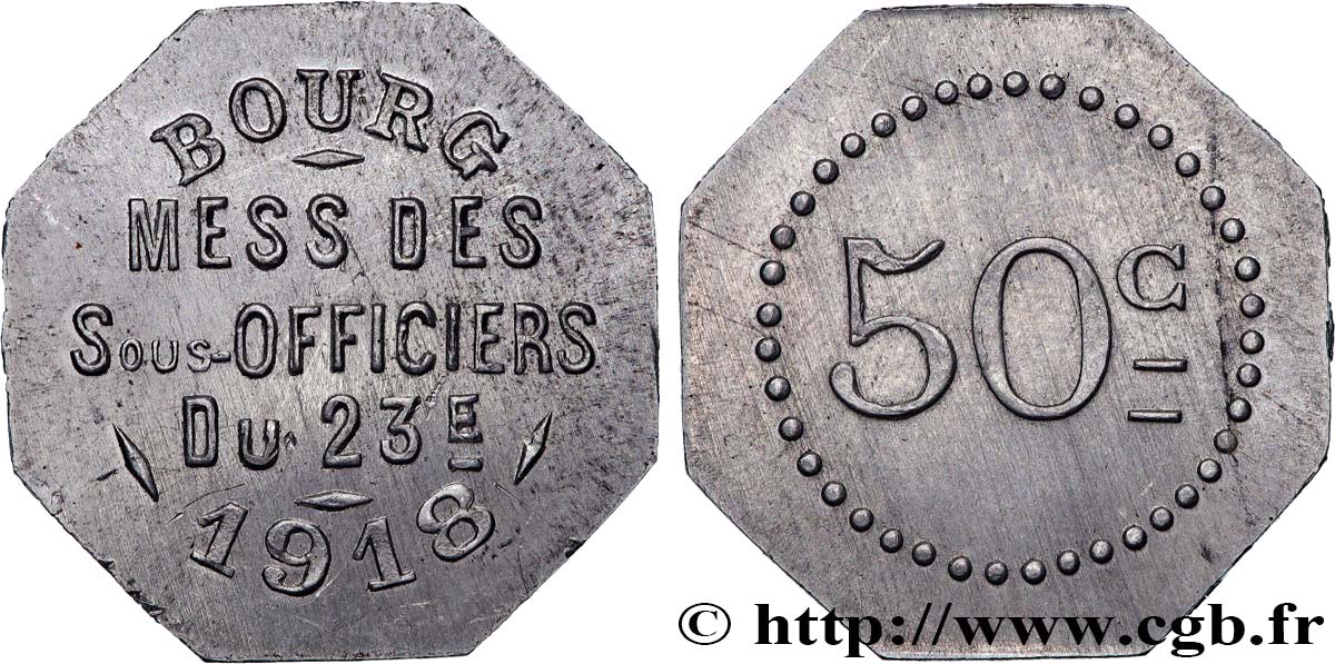 JETONS ET MONNAIES MILITAIRES 50 Centimes - Mess des Sous-Officiers (23e) AU