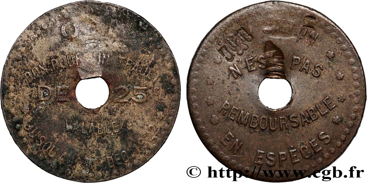 TRANSPORTS (TRAINS, BUS, TRAMWAYS, BATEAUX...) 25 Centimes - Trajet O.T.L (Omnibus Tramways de Lyon) MB