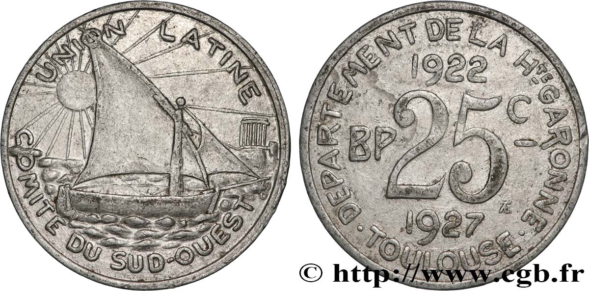 UNION LATINE / COMITE DU SUD-OUEST 25 Centimes Union Latine - Comité du sud-ouest SS