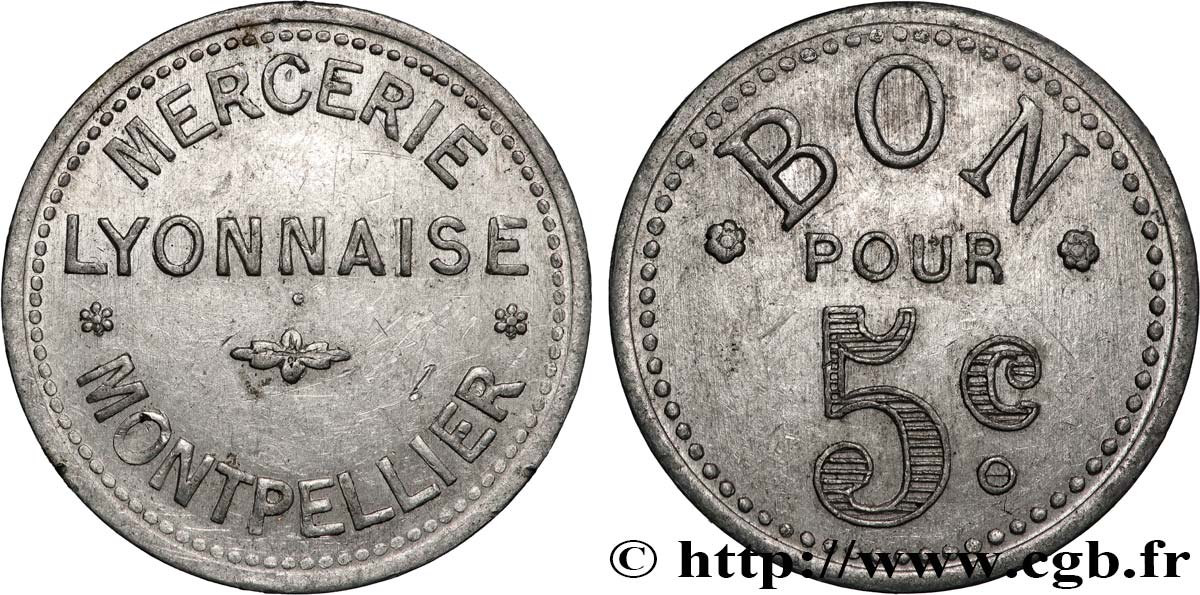 ENTREPRISES, INDUSTRIES ET COMMERCES DIVERS 5 Centimes - Mercerie Lyonnaise TTB+