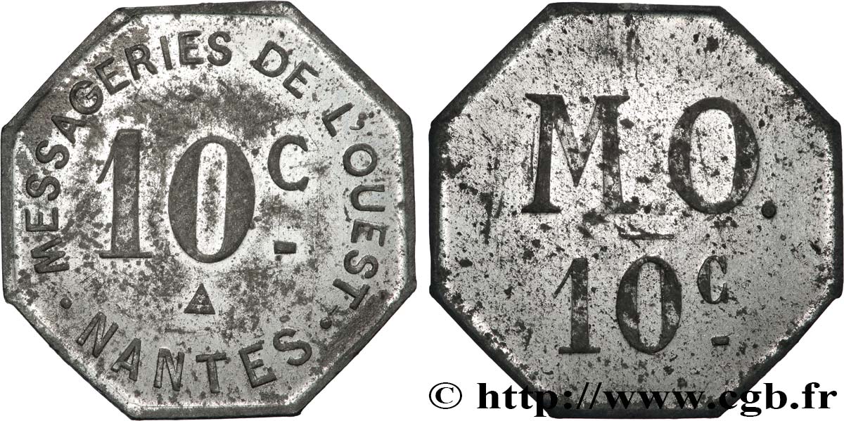 TRANSPORTS (TRAINS, BUS, TRAMWAYS, BATEAUX...) 10 Centimes - Messageries de l’Ouest MBC