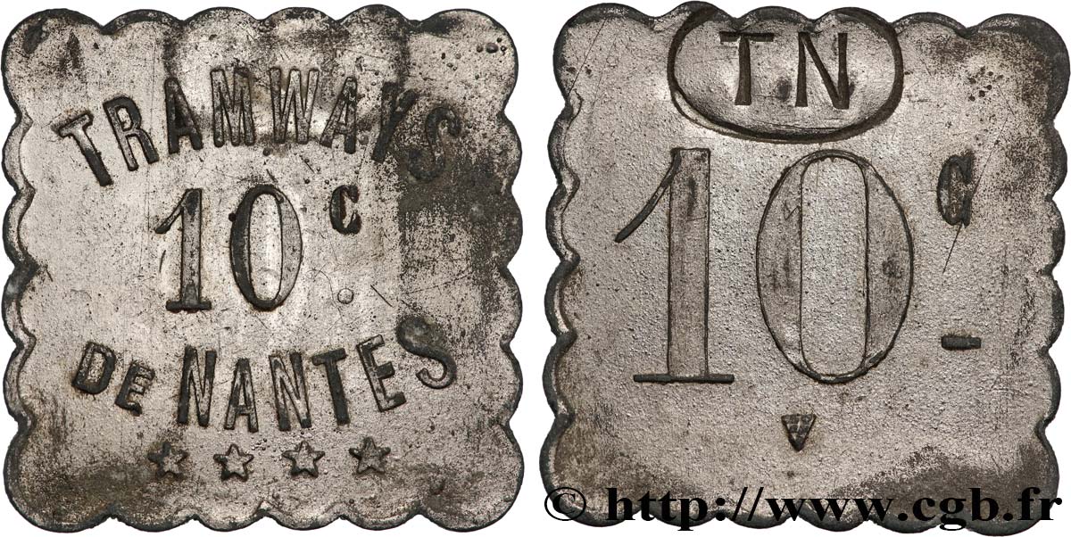 TRANSPORTS (TRAINS, BUS, TRAMWAYS, BATEAUX...) 10 Centimes - Tramway de Nantes MBC