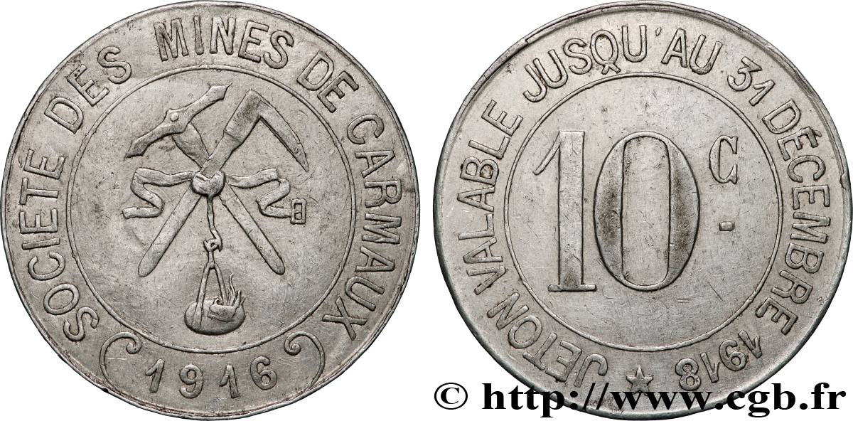 MINES ET FORGES 10 Centimes Sociétés des mines - Carmaux SS