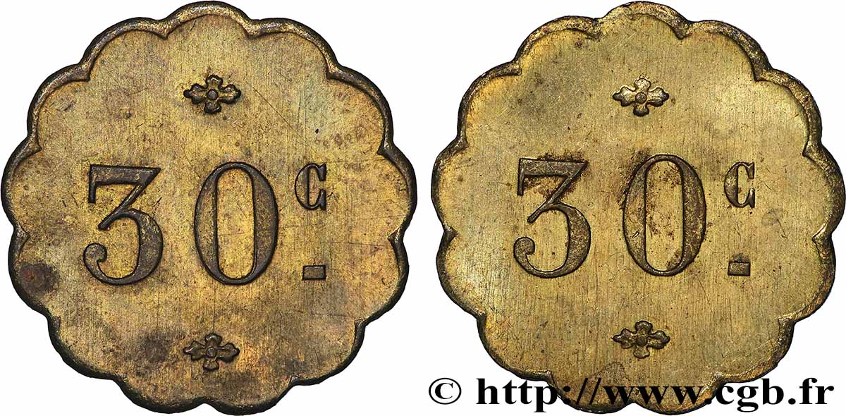 MONNAIE DE NÉCESSITÉ DIVERSES NON ATTRIBUES 30 Centimes SS