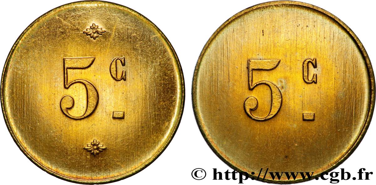 MONNAIE DE NÉCESSITÉ DIVERSES NON ATTRIBUES 5 Centimes TTB