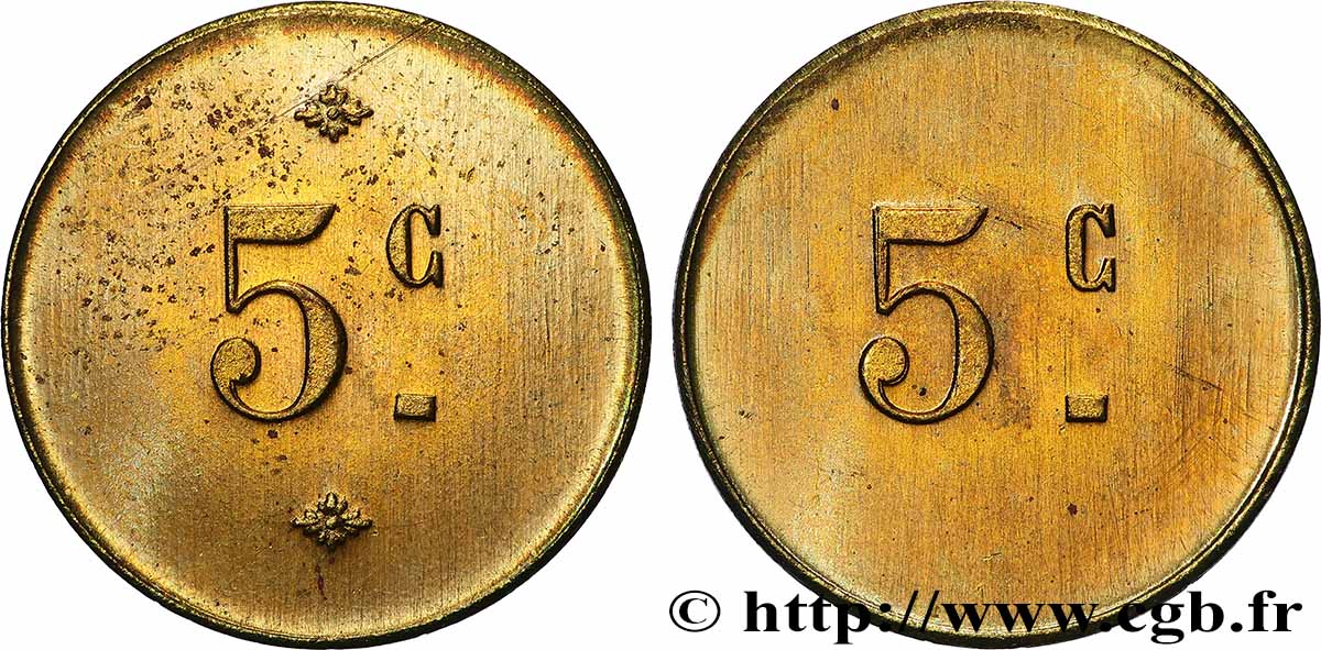 MONNAIE DE NÉCESSITÉ DIVERSES NON ATTRIBUES 5 Centimes TTB