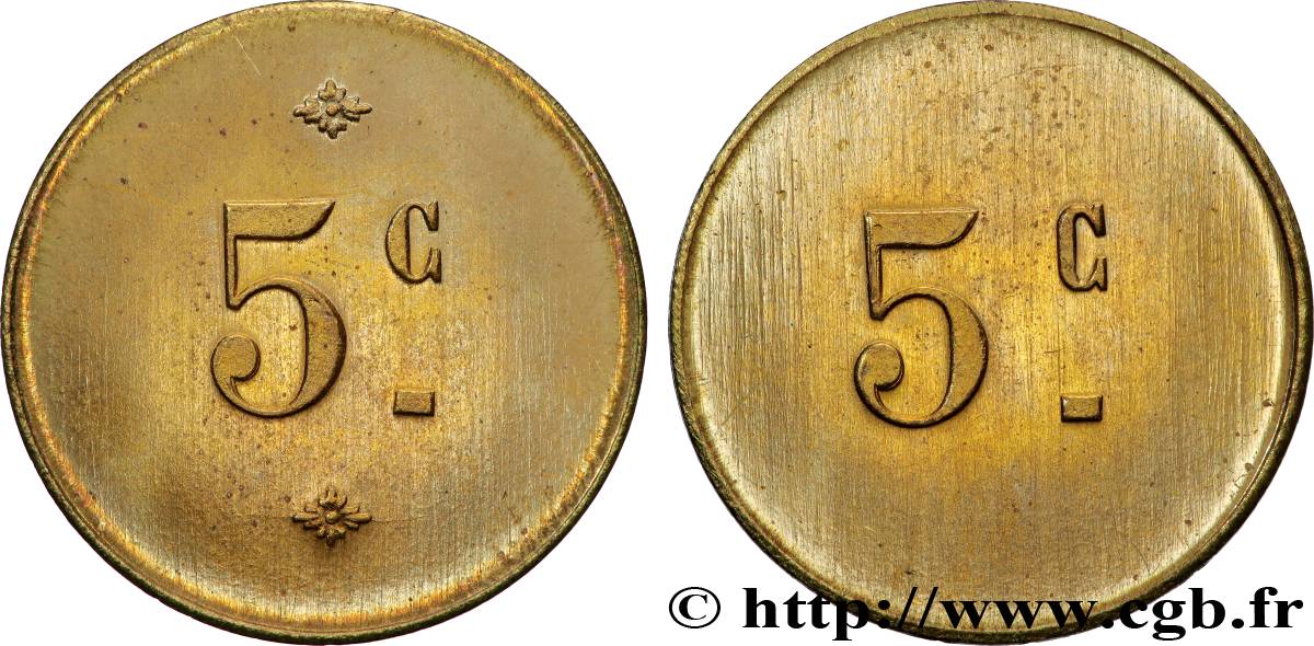 MONNAIE DE NÉCESSITÉ DIVERSES NON ATTRIBUES 5 Centimes BB