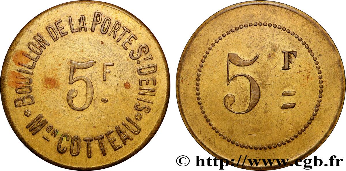 CANTINES ET BOUILLONS 5 Francs - Bouillon de la Porte St Denis BB