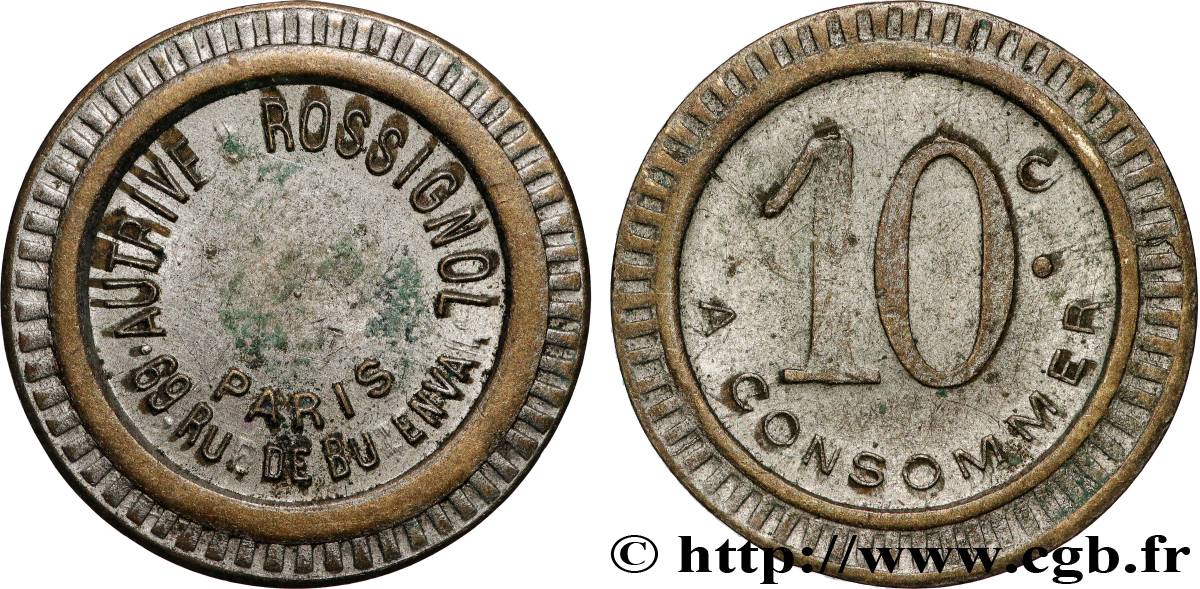 JETONS DE CONSOMMATION 10 Centimes Autrive & Rossignol (Paris) MBC