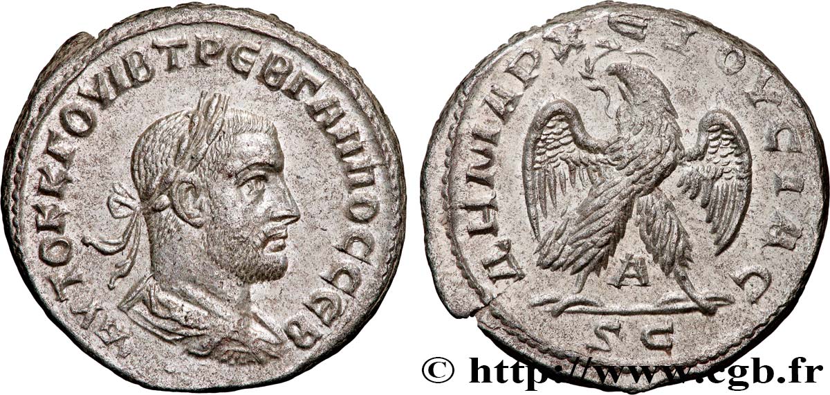 TREBONIANUS GALLUS Tétradrachme syro-phénicien AU