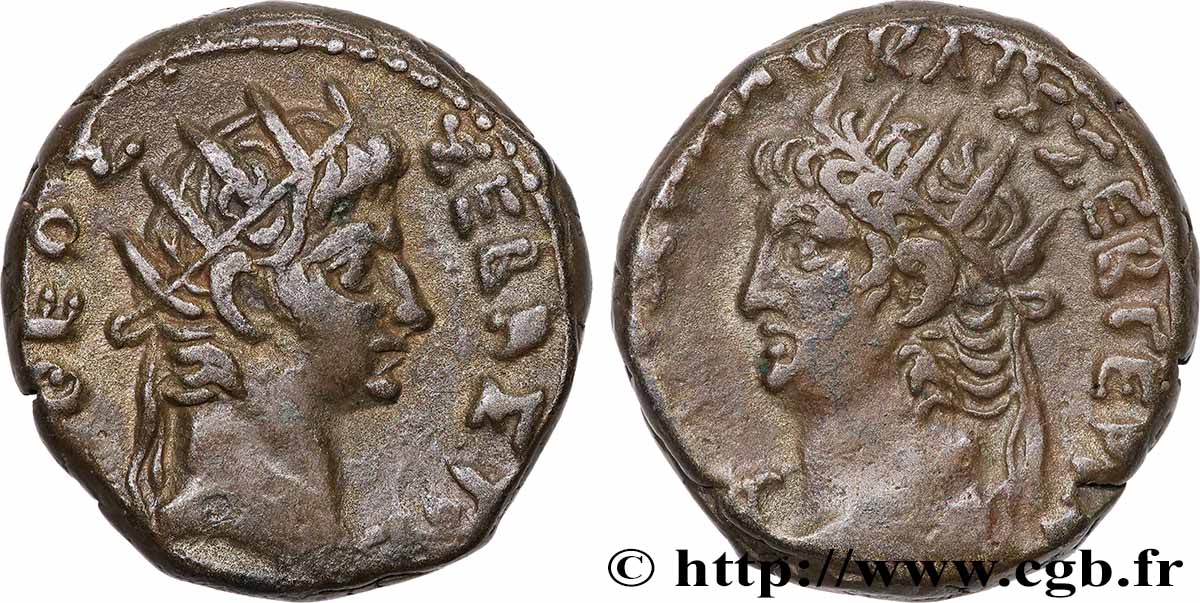 NÉRON et AUGUSTE Tétradrachme TTB+