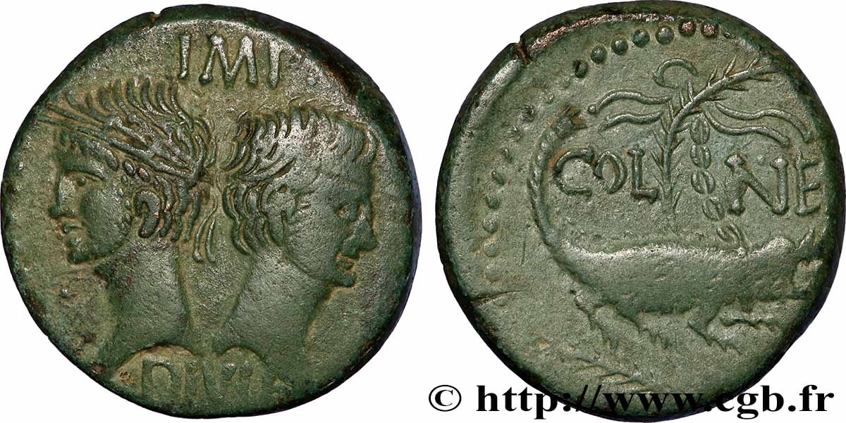 AUGUSTE et AGRIPPA Dupondius XF