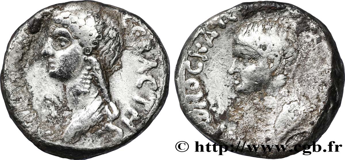 NERO and AGRIPPINA Didrachme VF