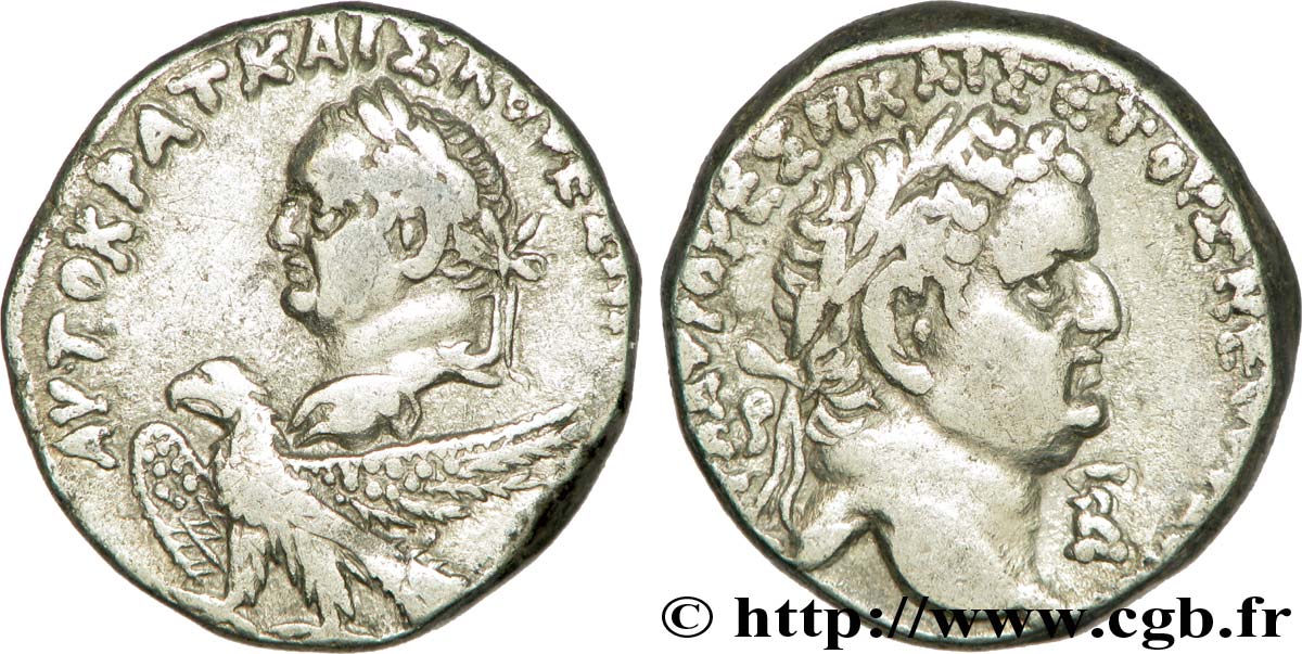 VESPASIEN et TITUS Tétradrachme syro-phénicien TTB