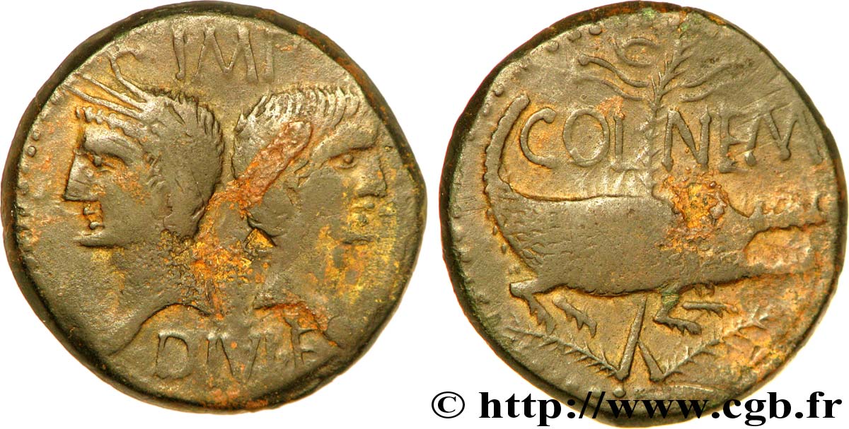 AUGUSTUS and AGRIPPA Dupondius XF