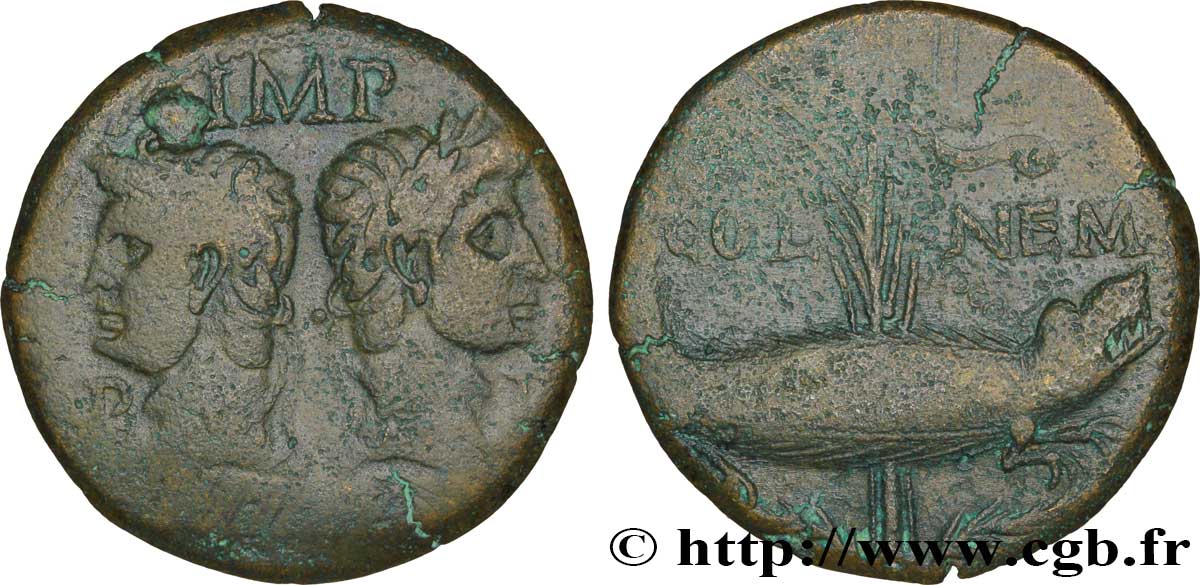 AUGUSTUS and AGRIPPA Dupondius XF/VF