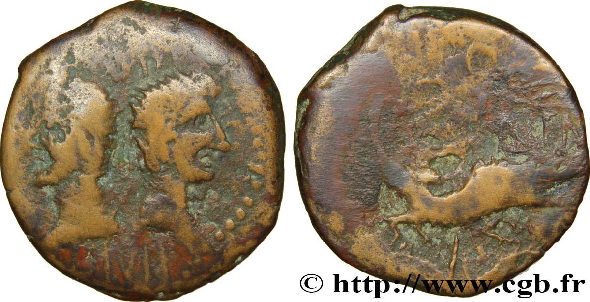 AUGUSTE et AGRIPPA Dupondius VF/VG