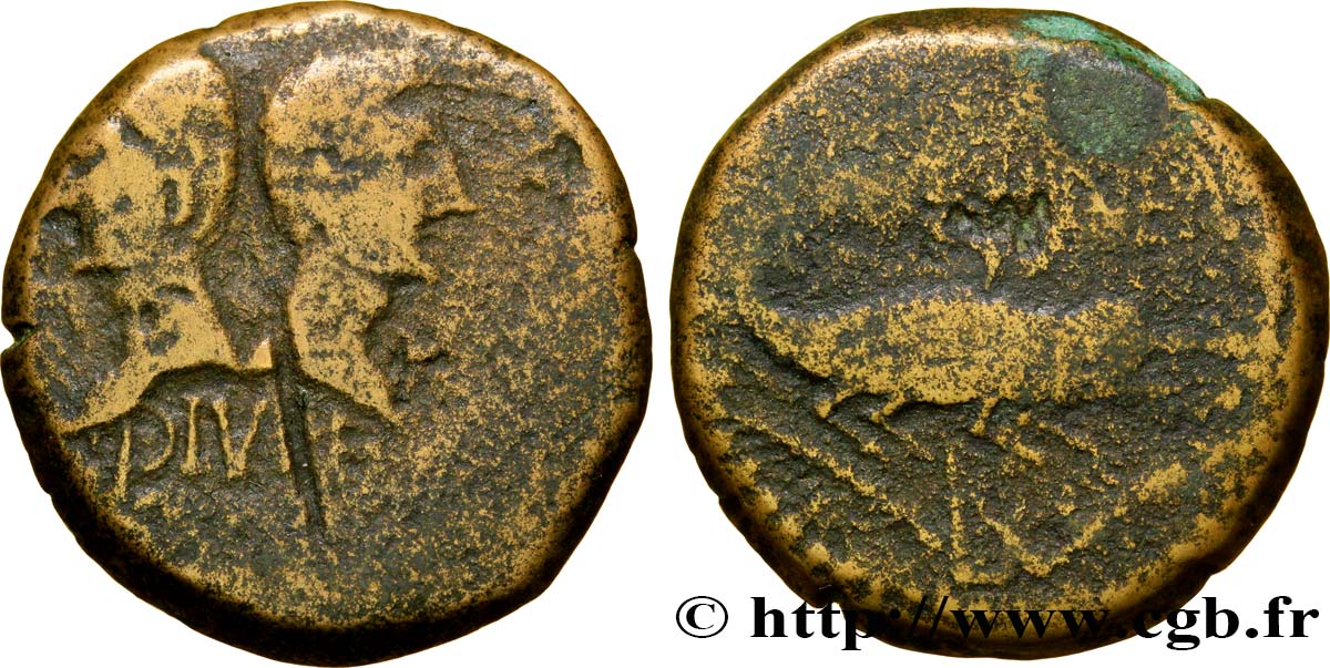 AUGUSTUS and AGRIPPA Dupondius VF
