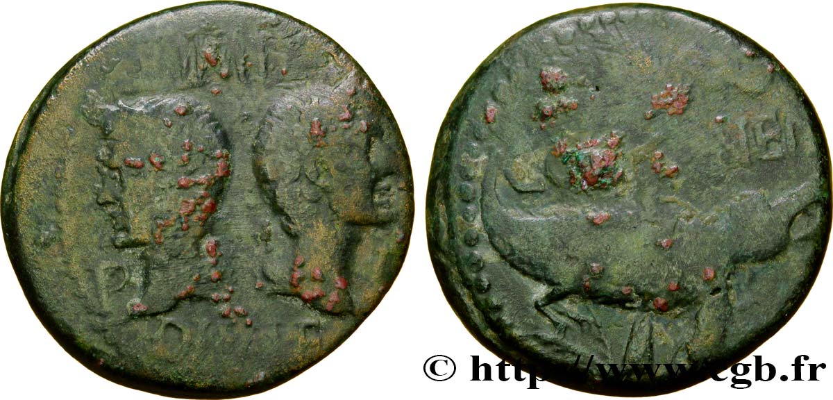 NEMAUSUS - NIMA - AUGUSTO y AGRIPA Dupondius BC