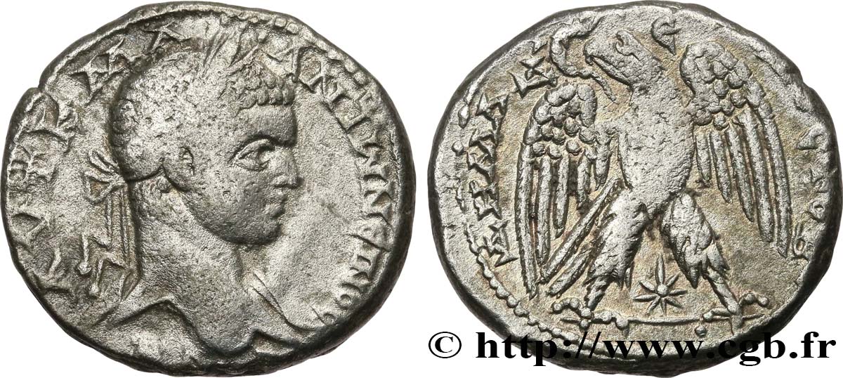 ELAGABALUS Tétradrachme syro-phénicien VF