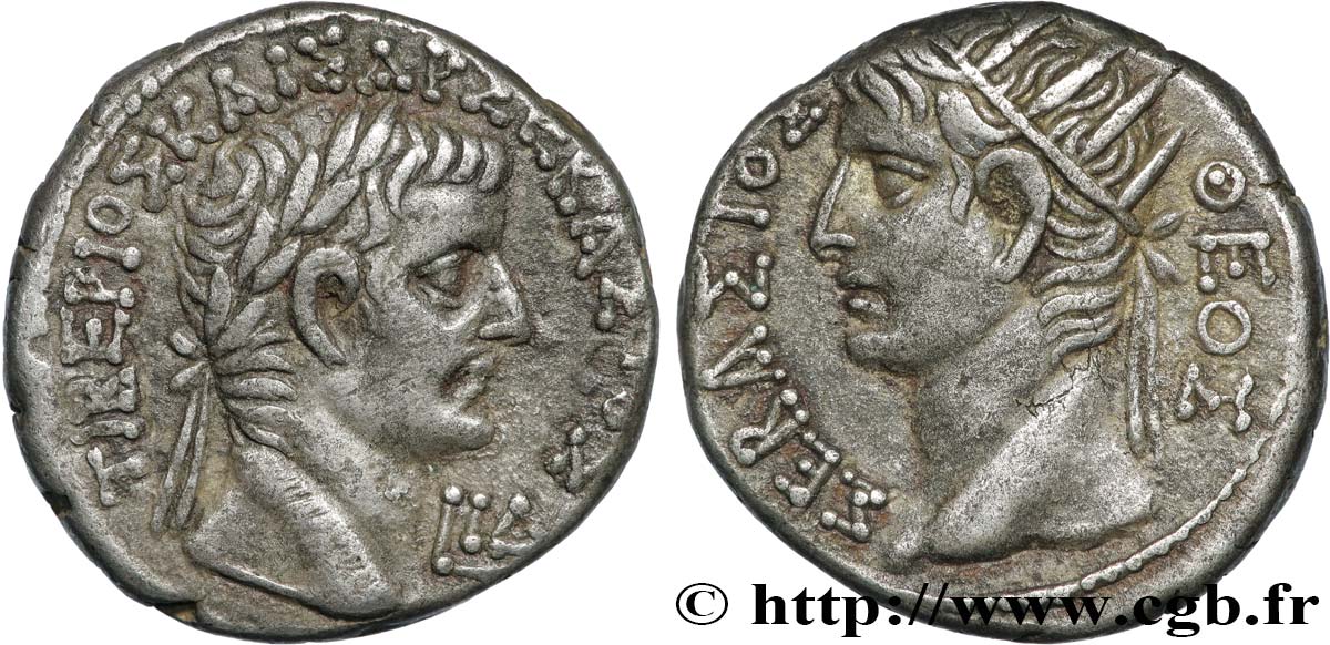 AUGUSTUS and TIBERIUS Tétradrachme AU