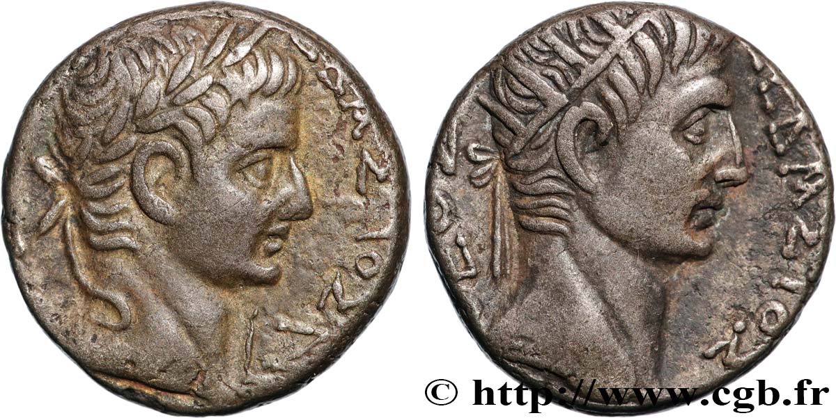 AUGUSTUS and TIBERIUS Tétradrachme AU/XF