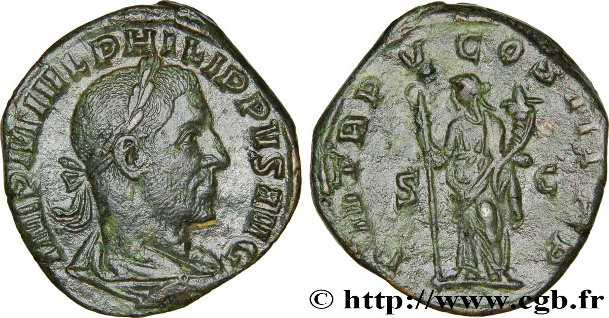 PHILIPPE Ier L&nbsp;ARABE Sesterce TTB+