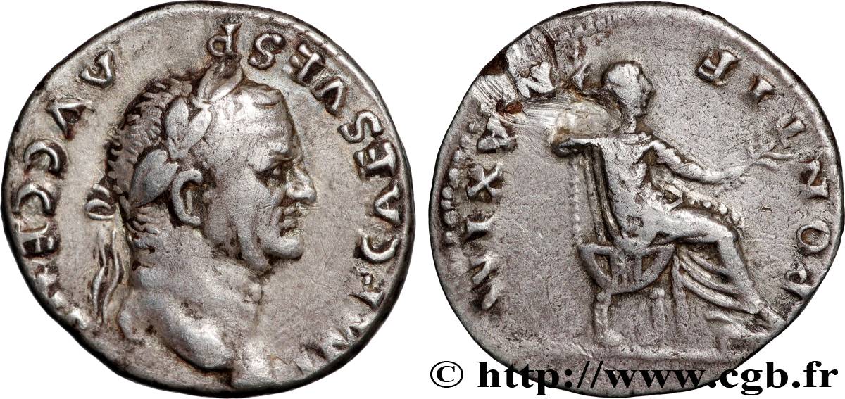 VESPASIAN Denier AU/XF