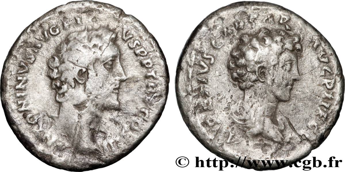 ANTONINUS PIUS and MARCUS AURELIUS Denier VF