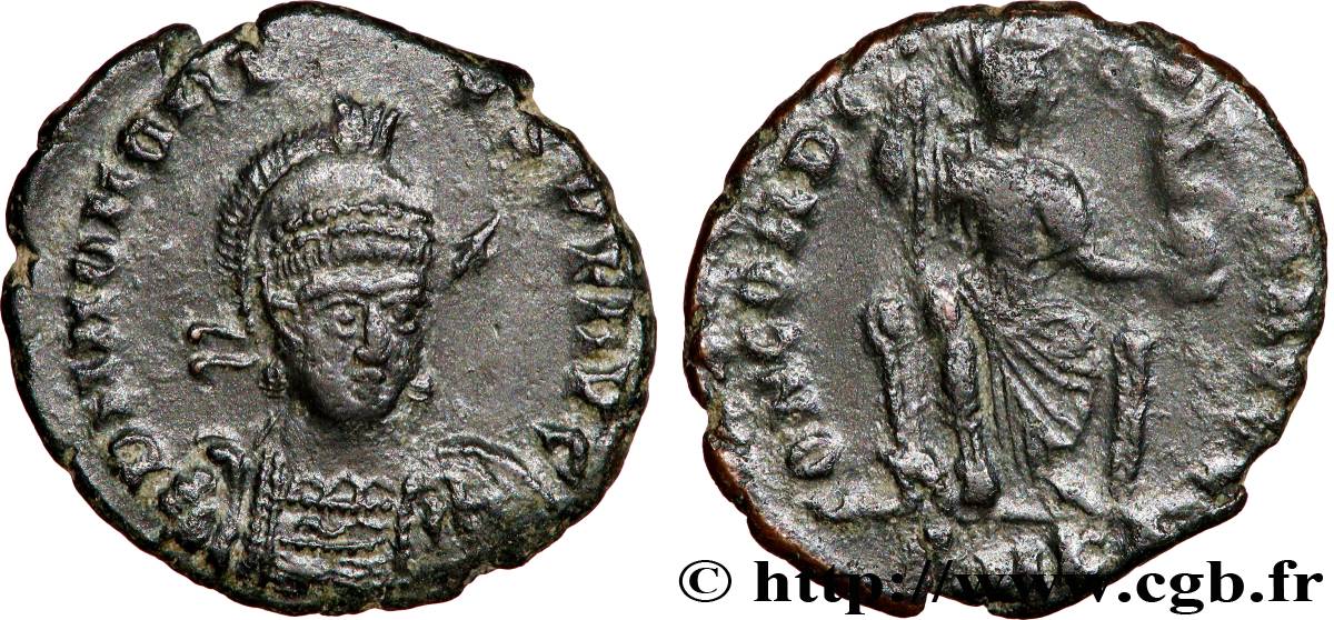 HONORIUS Nummus (PB, Æ 3) AU/XF