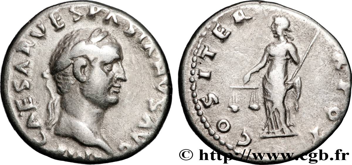 VESPASIAN Denier AU/XF