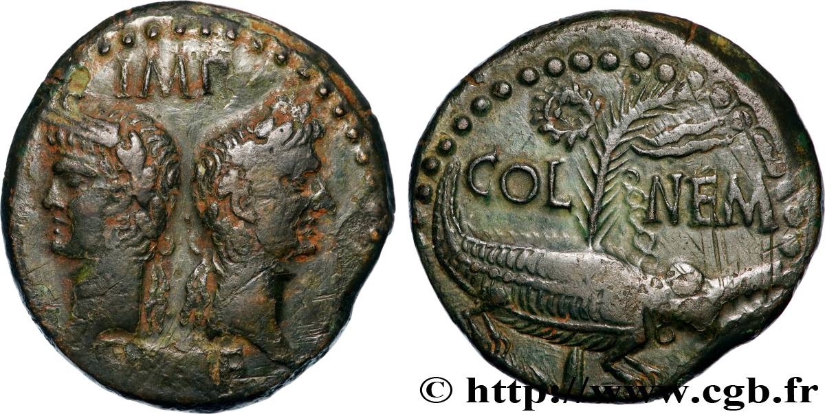 AUGUSTE et AGRIPPA Dupondius COL NEM (as) TTB