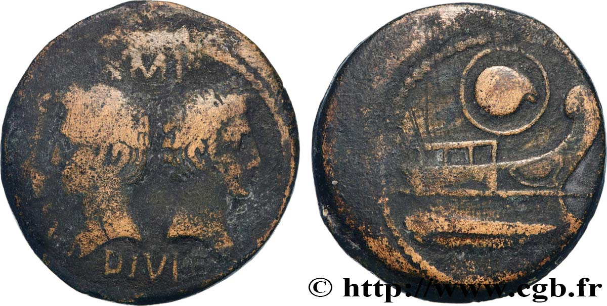 ARAUSIO - ORANGE - OCTAVIANO e AGRIPPA Dupondius q.BB